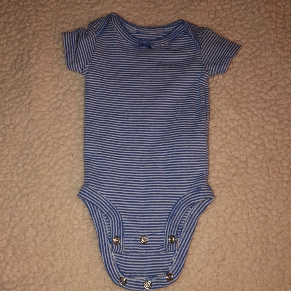 Blue and white stripped onsie